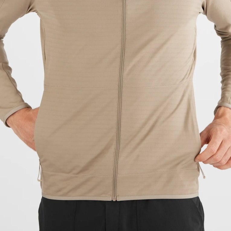 Beige Salomon Essential Lightwarm Full Zip Men's Jackets | PH 10843B